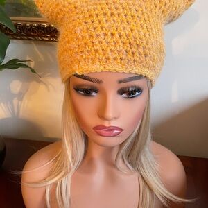 Cute Yellow Cat Hat Beanie - Handcrafted